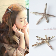 Retro metal starfish hairpin spring clip bangs clip five-pointed star hair accessories for women fashion lady headdress 2024 - buy cheap
