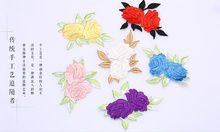 Parches tejidos de encaje con flores rosas multicolor 3D, accesorios de ropa bordados, diy, 5,5x8cm de ancho, 5 unidades por lote 2024 - compra barato