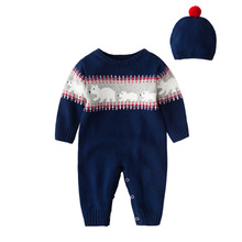 Ircomll Newborn Baby Clothes Fashion Long Sleeve Print Bear Knitted Baby Christmas Rompers Baby Onesie Clothes Kids Jumpsuit 2024 - buy cheap