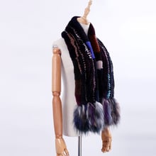 Brand New 2020 Genuine Real Rex Rabbit Fur Women's Fashion Fur Scarf Scarves Fox Fur Knitted Wraps Multicolor Winter Scarf Warm 2024 - buy cheap