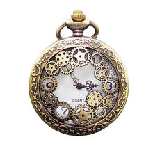 Antique Copper Steampunk Quartz Pocket Watch Vintage Bronze Gear Hollow Necklace Pendant Clock With Chain Men's Women Gifts 2024 - buy cheap