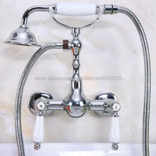 Polished Chrome Bathroom Faucet Bath Faucet Mixer Tap Wall Mounted Hand Held Shower Head Kit Shower Faucet Sets Kna214 2024 - buy cheap