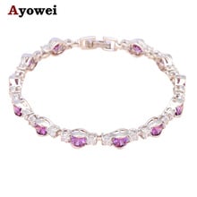 Glamorous Cristal Projeto Pulseiras de Casamento para a Noiva de Prata Roxo Zirconia Bijuterias TBS977A 2024 - compre barato