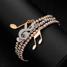 Multi Gold Color Round Bead Bracelet for Women Crystal Music Note Heart Cross Leaf Stretch Bracelet Bangle Boho Elegant Jewelry 2024 - buy cheap