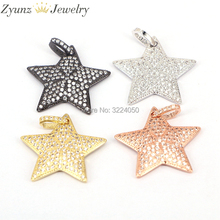 5PCS ZYZ175-8835 Trendy Rose Gold/Silver/ Black/ Silver Color Pentagram Pendant, Micro pave CZ STAR charms necklace pendant 2024 - buy cheap