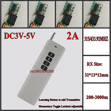 Dc5v interruptor com controle remoto liga/desliga, transmissor sem fio do receptor, mini 30*13*12mm, alternância momentânea travada 315mhz 2024 - compre barato