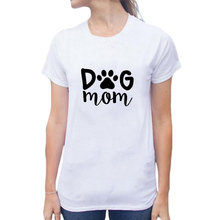 Camiseta de algodão para mãe e cachorro, camiseta feminina engraçada para o verão, de manga curta, preta e branca, casual e solta 2024 - compre barato