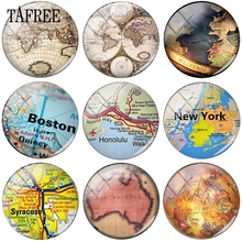 TAFREE-Mapa de viaje Vintage, mapa de viaje, cuentas de cubierta de cabujón de cristal, 12mm-20mm, bricolaje, adorno de demostración, accesorios de fabricación de espalda plana 2024 - compra barato