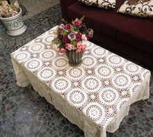 Christmas decorations Handmade Crochet Flowers Woven Cotton Lace Tablecloth hollow Coffee Table Cover cloth Table cloth 2024 - buy cheap