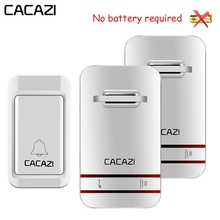 CACAZI Self-Powered Waterproof Wireless Doorbell LED Light No Battery Home Cordless Bell US EU UK Plug 1 Button 1 2 3 Receiver 2024 - buy cheap