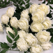 Flores artificiais de peônia com 9 cabeças, buquê de peônia de seda, coroa de natal, decoração da casa, peônia branca, flor falsa, rosas de peônia chinesa 2024 - compre barato