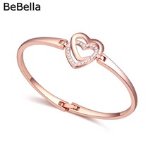 Женский браслет с чешскими кристаллами BeBella, браслет с двойным сердцем и покрытием из розового золота, свадебный подарок для девушек и женщин 2024 - купить недорого