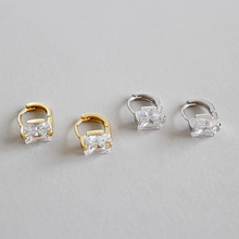 Real 925 sterling silver mini size cubic zirconia stud earrings for women, minimalist engagement earings woman fine jewelry 2024 - buy cheap