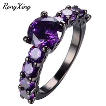 RongXing Charming Purple Crystal Round Birthstone Rings for Women Wedding Jewelry Vintage Fashion Zircon Female Engagement Ring 2024 - buy cheap