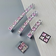 Super Shiny Real Crystal Glass Diamond Pink Handle Furniture Sliding Door Drawer Knob Wardrobe Kitchen Cabinets Cupboard Pulls 2024 - buy cheap
