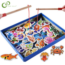32PCS Wooden 3D Magnet Fish Toys Set Wood Magnetic Fishing Game Children Educational Cartoon Undersea Toy kid Birthday Gifts ZXH 2024 - buy cheap