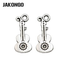 JAKONGO Tibetan Silver Plated Guitar Charms Pendant for Jewelry Making Bracelet Accessories DIY 21x9mm 25PCS/lot 2024 - buy cheap