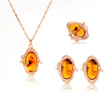 Vintage Leopard Crystal Acrylic Pendant Necklace Earrings Ring Sets Women Wedding Bridal Jewelry Sets 2024 - buy cheap