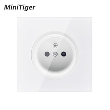 Minitiger 2019 New Arrival Crystal Glass Panel 16A French Standard Wall Power Socket Outlet Grounded With Child Protective Lock 2024 - buy cheap