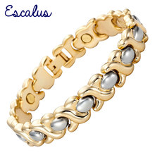 Escalus Women's jewelry 2-Tone Gold Color Magnetic Bracelet For Men Wristband Bio Healing Health Unisex Charm Bracelets 2024 - buy cheap