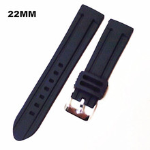 Wholesale - 20pcs/lot High quality 22MM rubber Watch band watch strap black color for wrist watch -061704 2024 - buy cheap