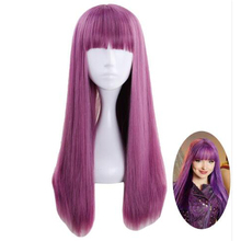 Descendants 2 Mal Purple Mix Wig Cosplay Costume Women Long Straight Heat Resistant Synthetic Hair Party Role Play Wigs + Cap 2024 - buy cheap