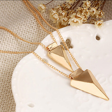 10 piece/lot Gold Triangle Necklaces Women Double Pendants Choker Statement Charm Sweater Chain Fashion Jewelry 2024 - buy cheap