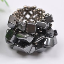 Elastic Black Hematite Bead Finger Ring Stretch Size 8-9 Jewelry For Woman Gift X017 2024 - buy cheap