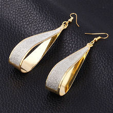 Statement  Earring Gold Silver Plated Scrub Water Drop Earrings Women Dangle Tassel Big Long Eardrop Fashion Ladies Ear Jewelry 2024 - buy cheap
