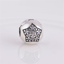 925 Sterling Silver Pave CZ Christmas Wish Star Lock Clip Charm Beads Fits Pandora bracelet Jewelry Making Women DIY Accessories 2024 - buy cheap