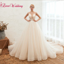 Vestido De Novia Sexy Deep V Neck Bridal Gown Custom made Lace Applique Beaded Court Train Beach Wedding Dresses 2024 - buy cheap