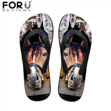 FORUDESIGNS 2019 Stylish Women Solid Rubber Slippers Crazy Horse Head Printed Ladies Summer Beach Flip Flops Girls Sandals Shoes 2024 - buy cheap