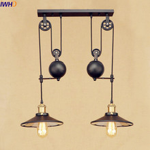 IWHD 2 Heads Vintage Pulley Pendant Lamp LED American Style Loft Industrial Pendant Lighting Fixtures Edison Lamparas 2024 - buy cheap