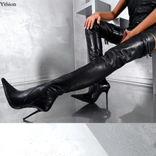 Женские ботфорты с острым носком Olomm, черные ботфорты на высоком каблуке-шпильке, большие размеры США 5-15 2024 - купить недорого