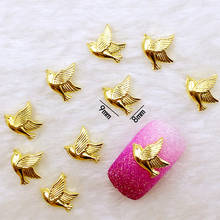 10Pcs/Lot 8*9mm Gold Silver Pigeon Peace Dove Metal Alloy Nail Art Decorations 3D DIY Nail Stickers Jewelry Nail Charms 2024 - buy cheap