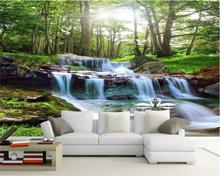 Beibehang-papel tapiz de pared de tamaño personalizado, papel de pared ecológico clásico moderno, 3d, paisaje, cascada, sala de estar, Fondo de TV 2024 - compra barato