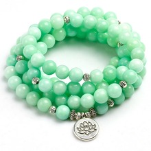 Pulseira de calcedônia verde de 8mm, pulseira com múltiplas camadas, para homens e mulheres, pulseira de cura de meditação de energia, joias de ioga 2024 - compre barato