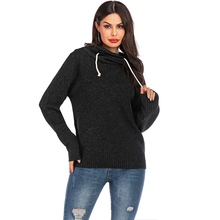 Свитера с капюшоном женские осенне-зимние модные пуловеры женские джемперы с длинным рукавом Pull Femme Повседневные вязаные уличные пуловеры 2024 - купить недорого