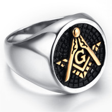 Anel maçônico masculino de prata, anel com símbolo maçônico master, joia com aço inoxidável e da moda 2024 - compre barato