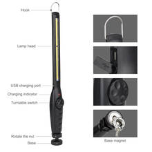 Рабочий фонарик COB с USB-зарядкой, магнитный фонарь для кемпинга, крючок, подвесной светильник для палатки для ремонта автомобиля, 6 цветов 2024 - купить недорого