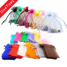 50 unids/lote de bolsas de Organza de 7x9, 11x16, 13x18cm, bolsa de exhibición de joyería de tul, decoración de fiesta de bodas y Navidad, bolsa de embalaje de dulces 5z 2024 - compra barato