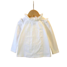 Blusa de renda branca de algodão de manga comprida, camisa de manga longa para meninas e crianças dq955, primavera 2018 2024 - compre barato