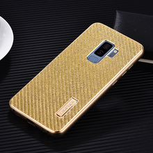 Funda de marca de lujo para Samsung Galaxy S9, S8 Plus, S7 Edge, parachoques de Metal de aluminio, fibra de carbono, carcasa trasera dura, funda protectora para teléfono 2024 - compra barato