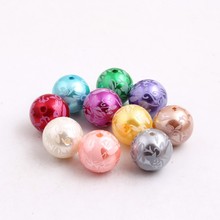 20mm 100pcs/bag Round Acrylic Pearl Print white Flower Beads For Kids Necklaces Fashion Jewelry Making! 2024 - buy cheap