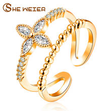 SHE WEIER  rings for women engagement female finger gifts girls love rose gold adjustable ring jewelry Z 2024 - buy cheap