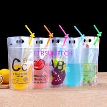 500Pcs/Lot 5 Styles 500ml Drink Packaging Bag Pouch for Beverage Juice Milk Coffee With Handle And Holes For Straw Wholesale 2024 - buy cheap