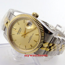 36mm Parnis gold dial Sapphire glass 21 jewels Miyota automatic mens watch P409 2024 - buy cheap