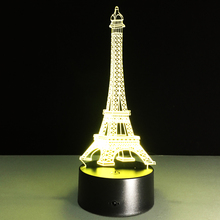 La visite a luz romântica 3d da torre eiffel com led usb para crianças luz noturna bonita mudança de cor decoração de casa 2024 - compre barato