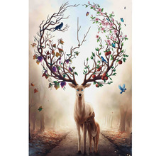 DIY Digital Painting By Numbers Package Flowers antlers oil painting mural Kits Coloring Wall Art Picture Gift frameless 2024 - buy cheap