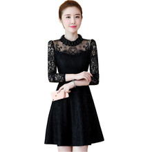 2018 New Spring Women Long Sleeve Lace Dresses Slim Hollow Out A-line Dress Sexy Club Dress Lady Autumn Bottomings PulloverWZ165 2024 - buy cheap